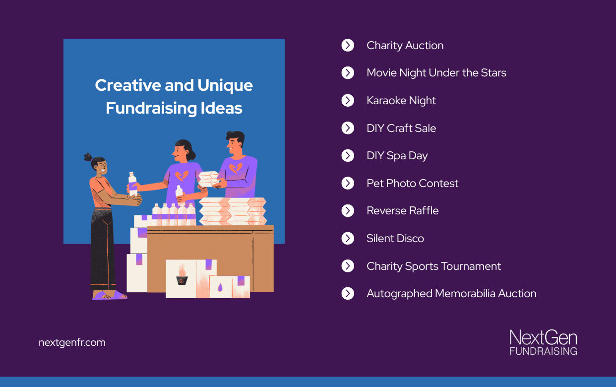 Creative fundraising ideas infographic
