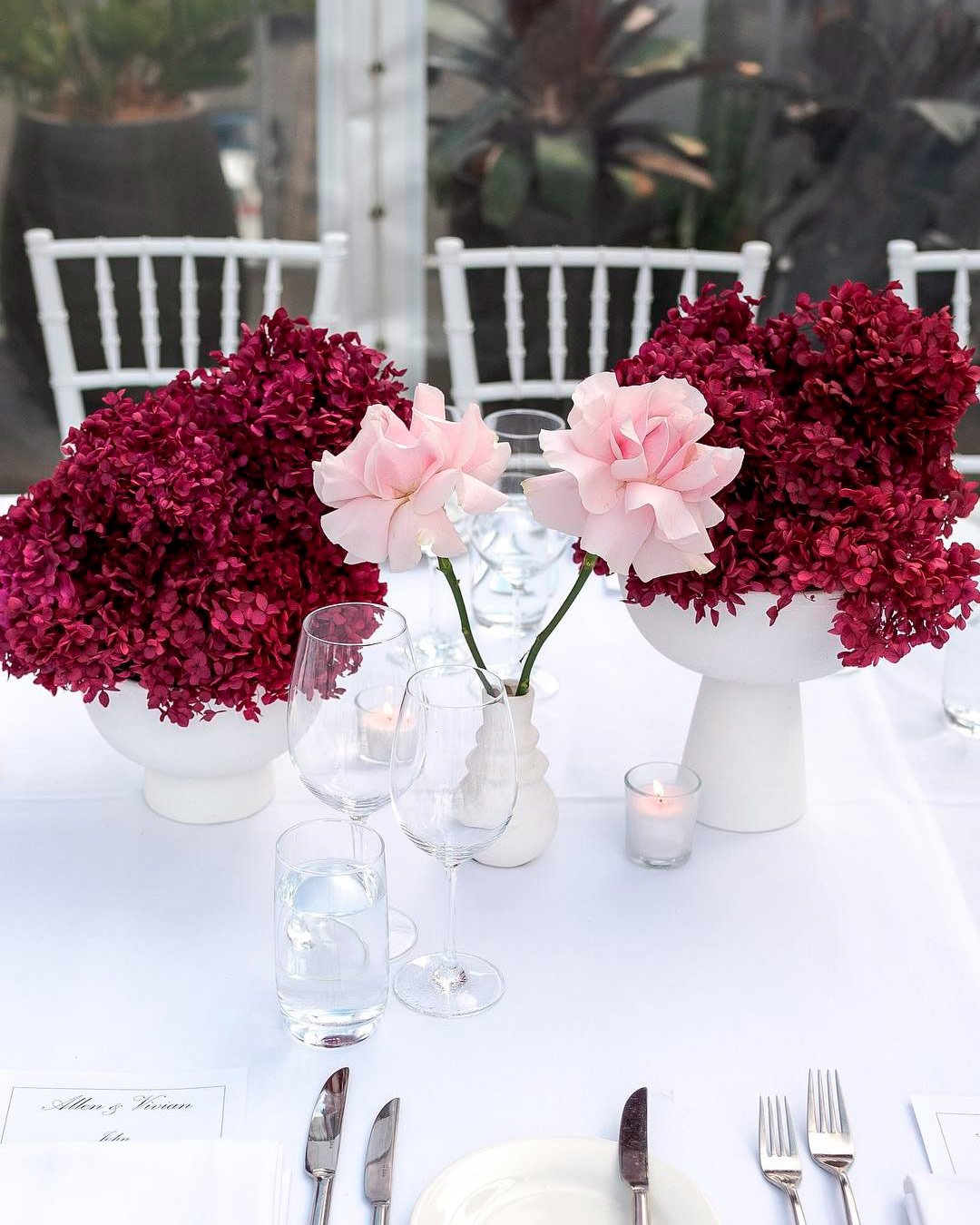 winter wedding colors burgundy baby pink