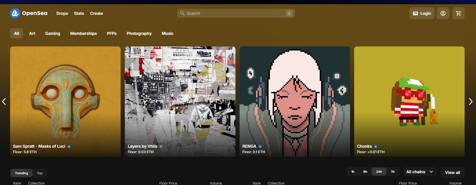  OpenSea homepage