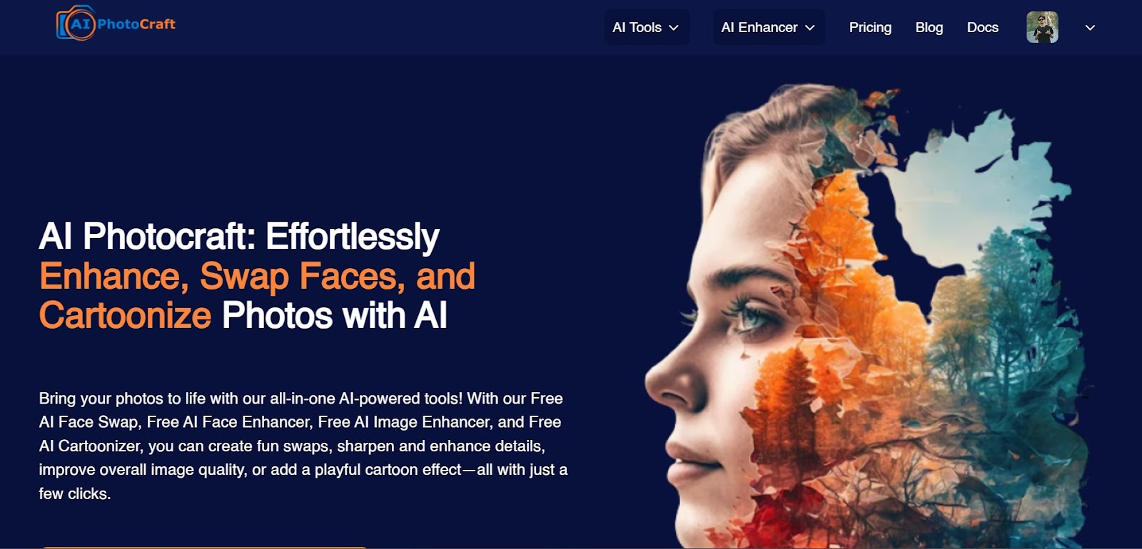 AI Photocrafts landing page