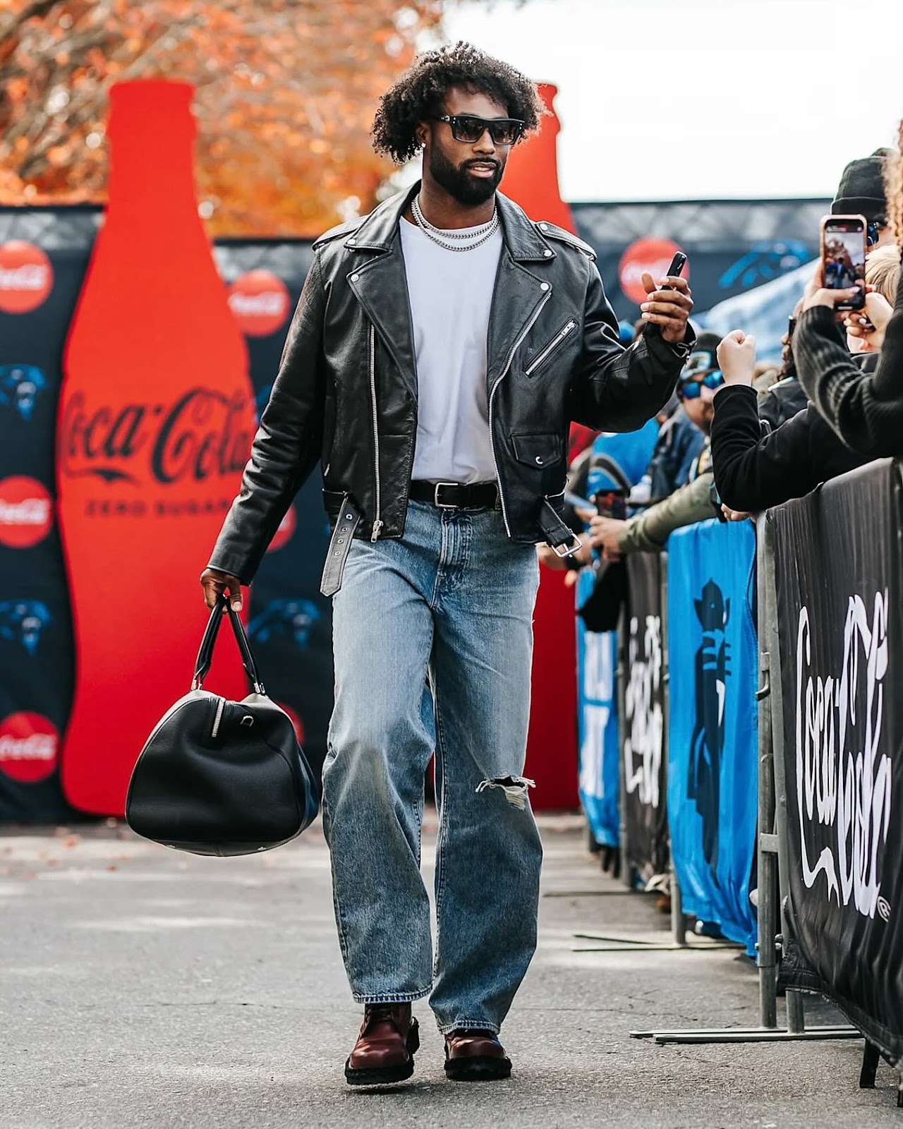 Photo shared by blitzfits on December 01, 2024 tagging @panthers, and @j_fuller4. May be an image of 3 people, eyewear and jacket.