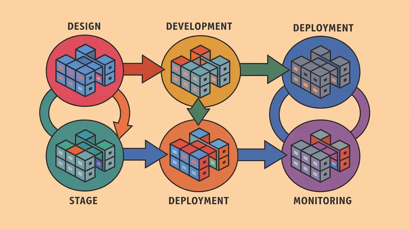 Flowchart illustrating the role of microservices in app development.