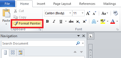 khắc phục bằng format painter