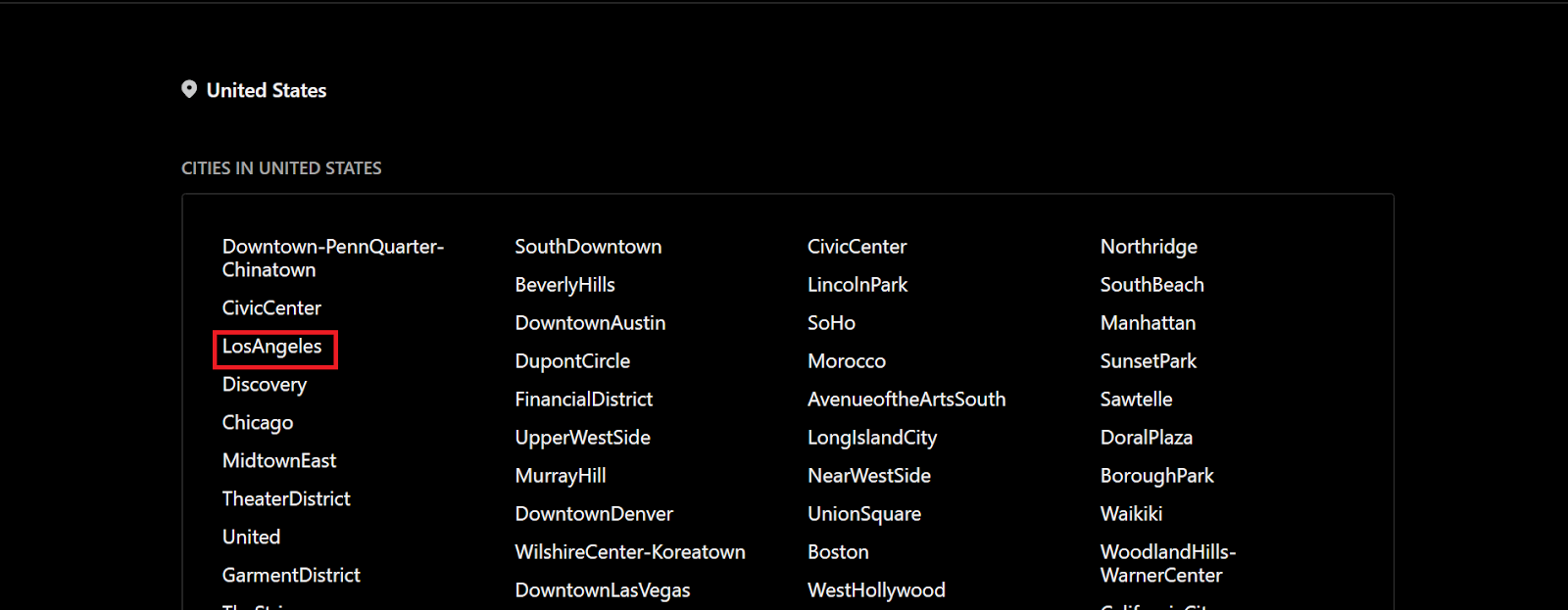 cities location