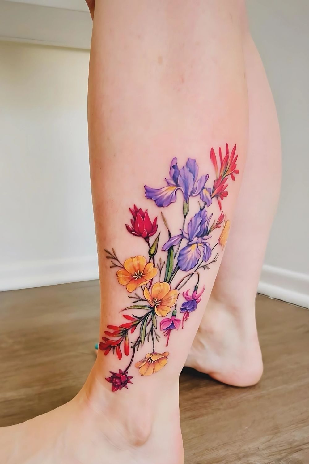 Flower Garden Ankle Tattoo