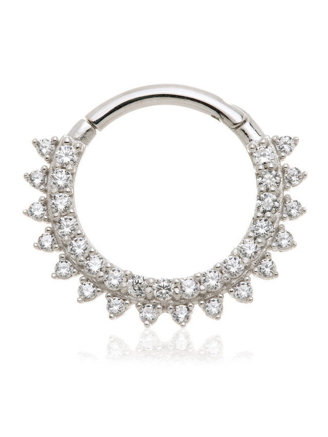 Nora Platinum Titanium Gem Single Hoop for Daith/Septum