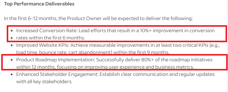 Key Performance indicators - Top delieverables