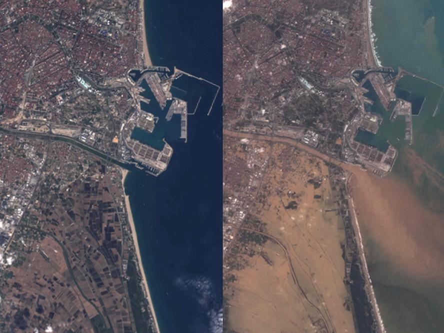 Imagens de satélite mostram antes e depois de região espanhola afetada por chuvas