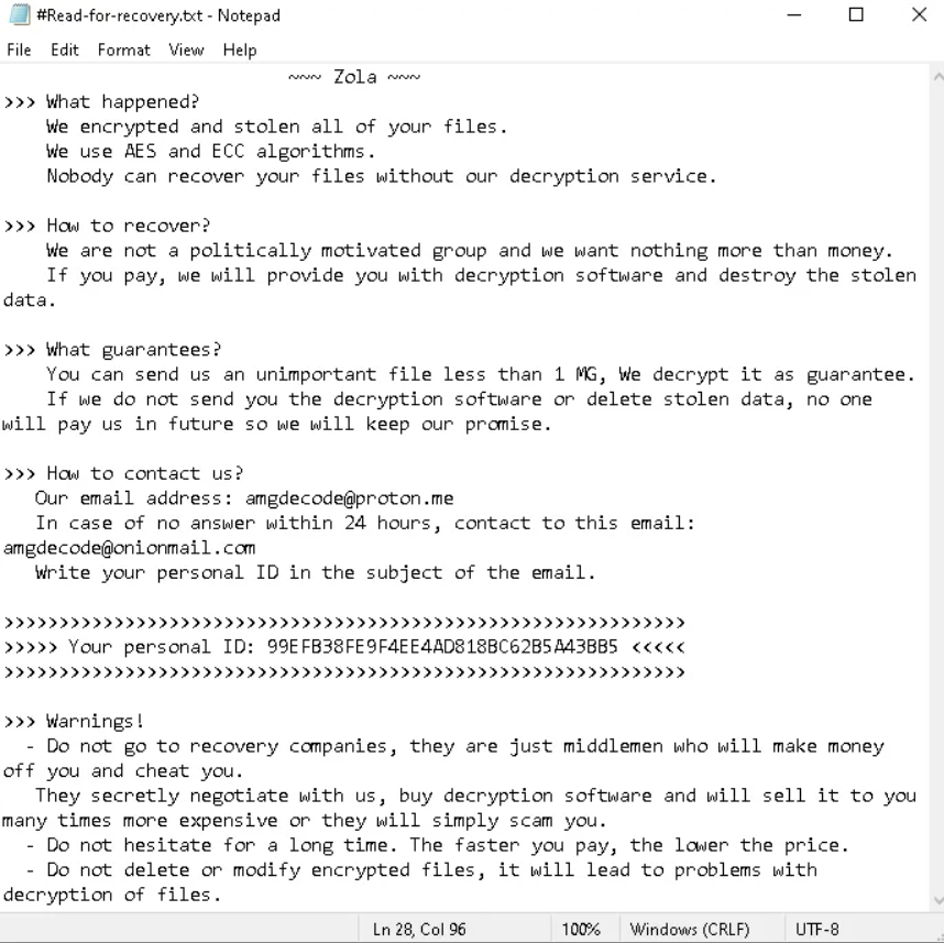 Example of the ransom note (Source - Acronis)