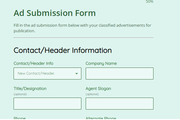 Ad Submission Form Template by 123FormBuilder