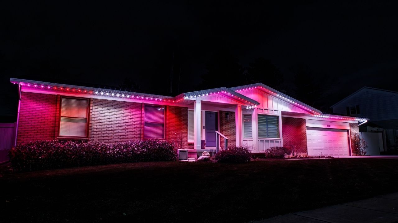 pink, red, and white permanent Christmas lights