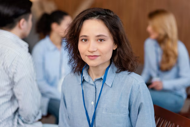 A girl posing for her professional headshot