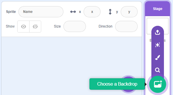 Choose a backdrop button