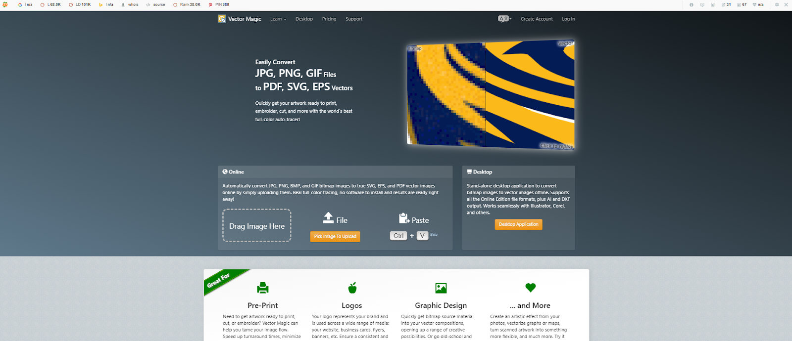 Vector Magic homepage