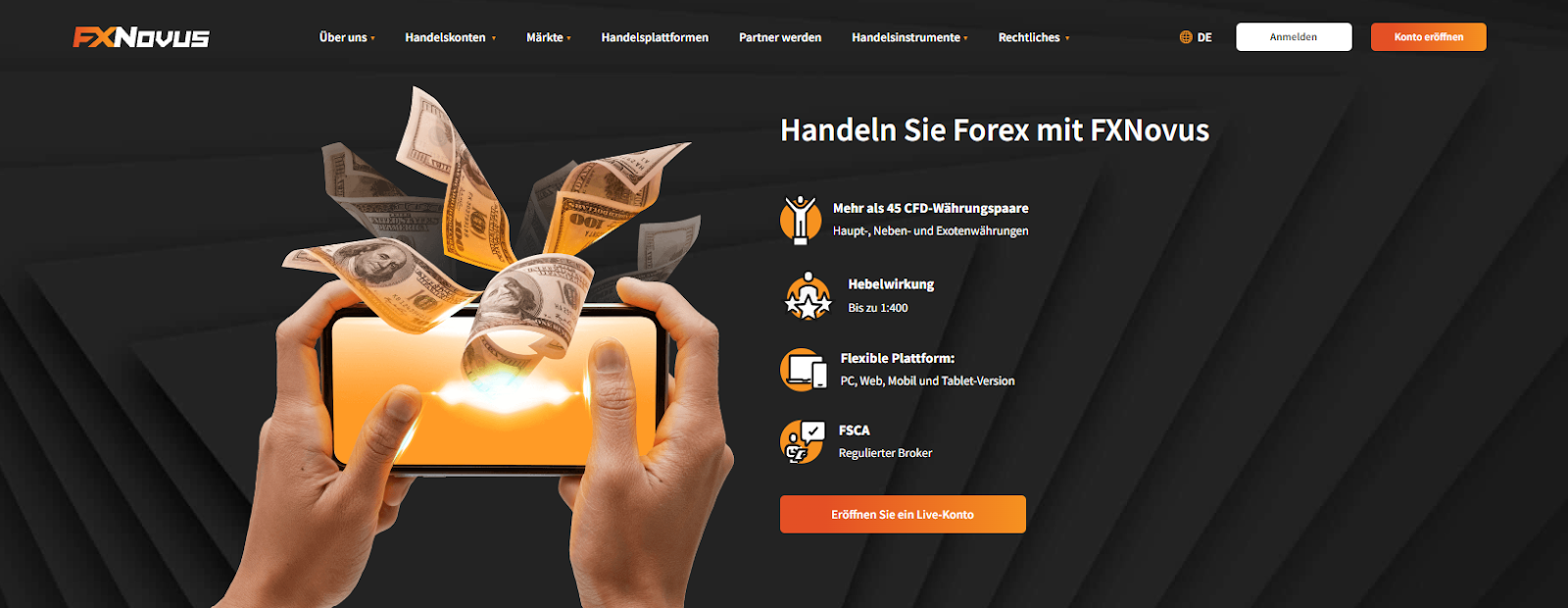 FXNovus Forex-Handelsfunktionen