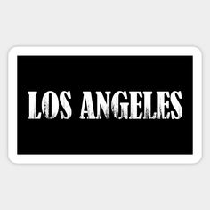 This contain the word los angeles written in white on a black background