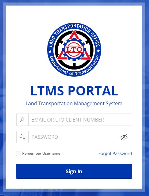 LTMS Portal login page