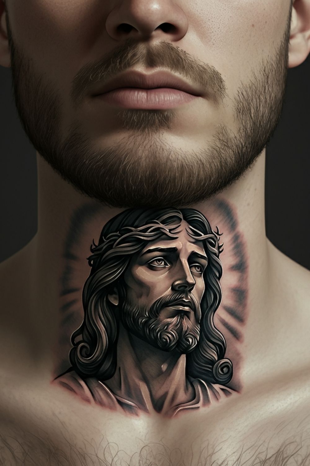 Jesus Throat Tattoo