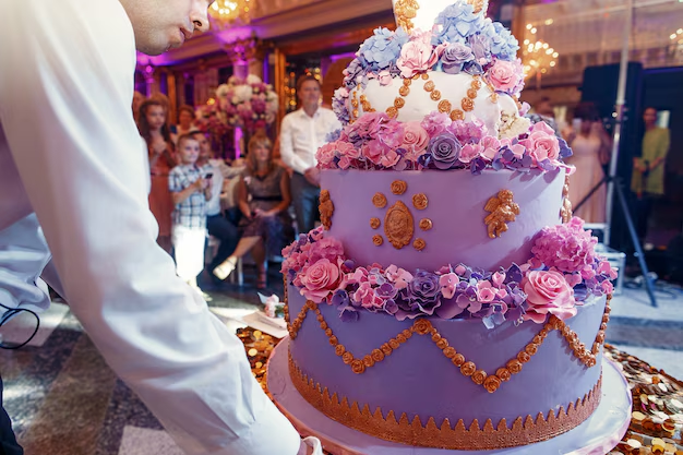 Purple wedding cake