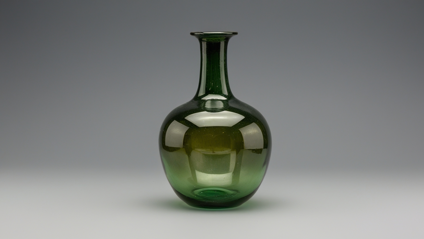 Antique 17th c Bulbous Green Glass Bottle