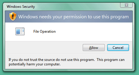 Windows Vista permission dialog