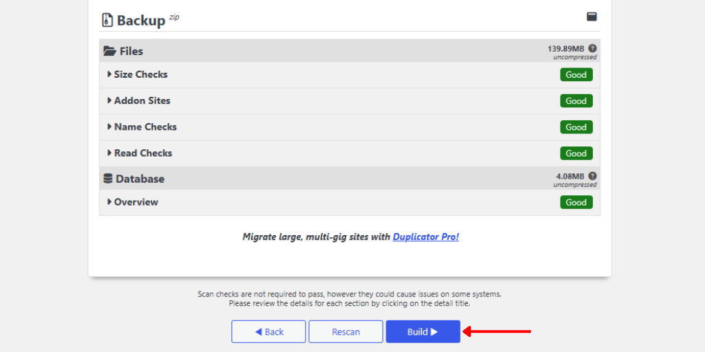 Backup Files Using Duplicator