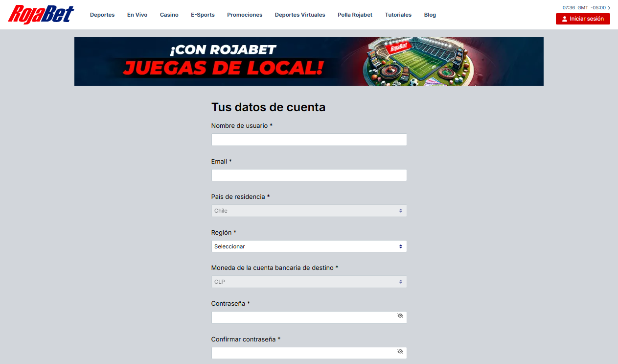 Rojabet registrarse