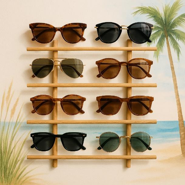 A group of sunglasses on a rack

AI-generated content may be incorrect.