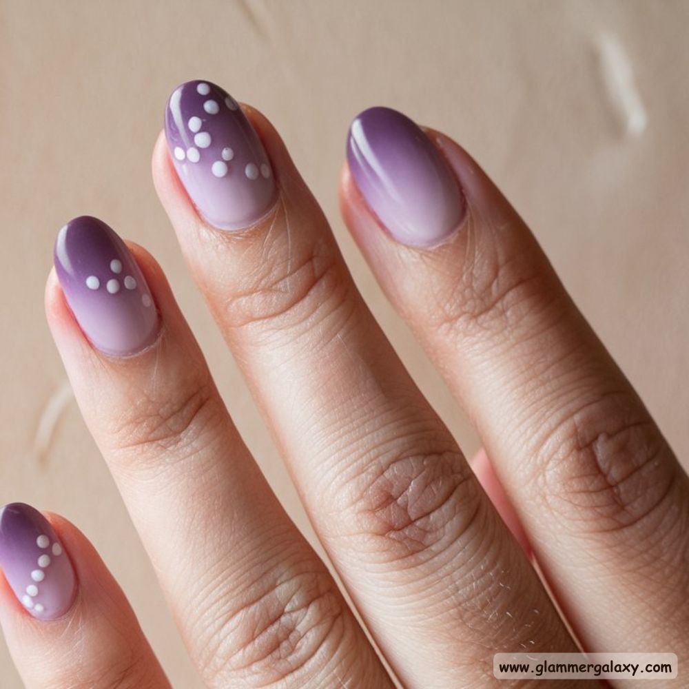 Neutral Fall Nails having Dusty Purple Nails
