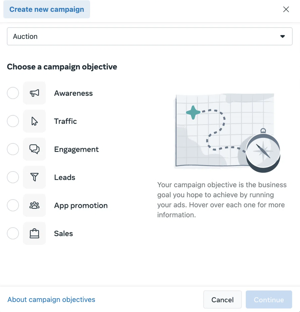 How to run Facebook ads - Pick a campaign objective