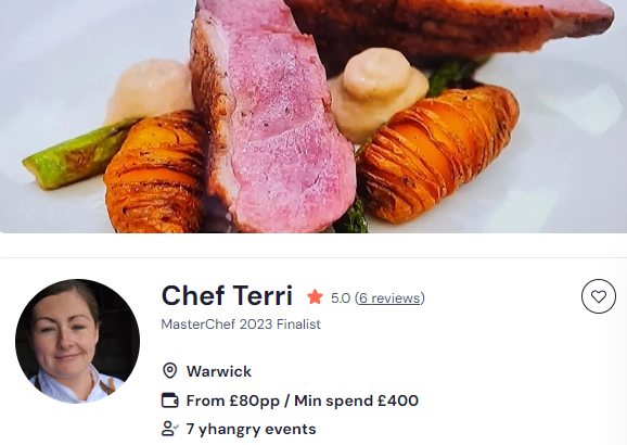 Chef Terri as one of the top 20 chefs in UK