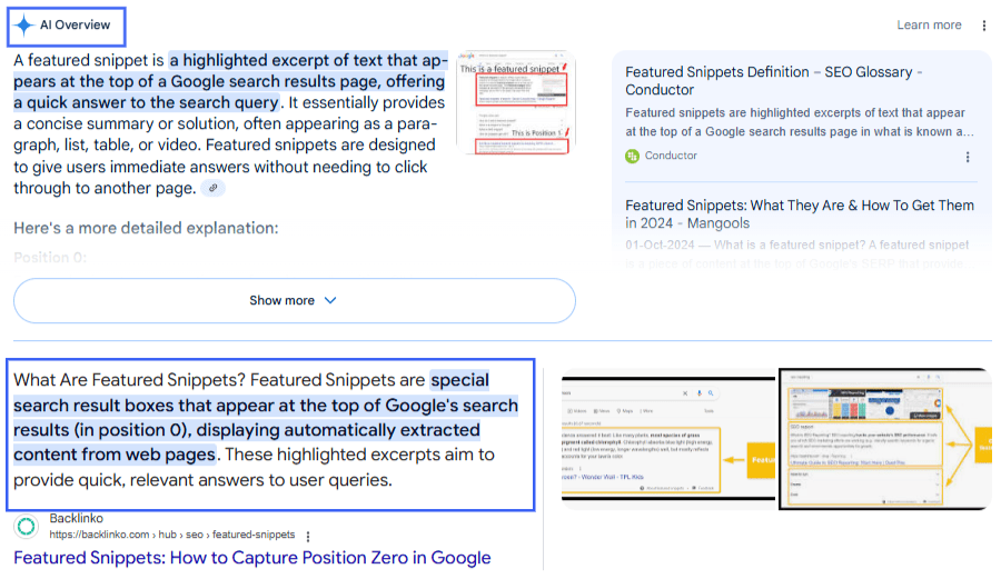 AI Overviews vs Featured Snippets in Google Search Results