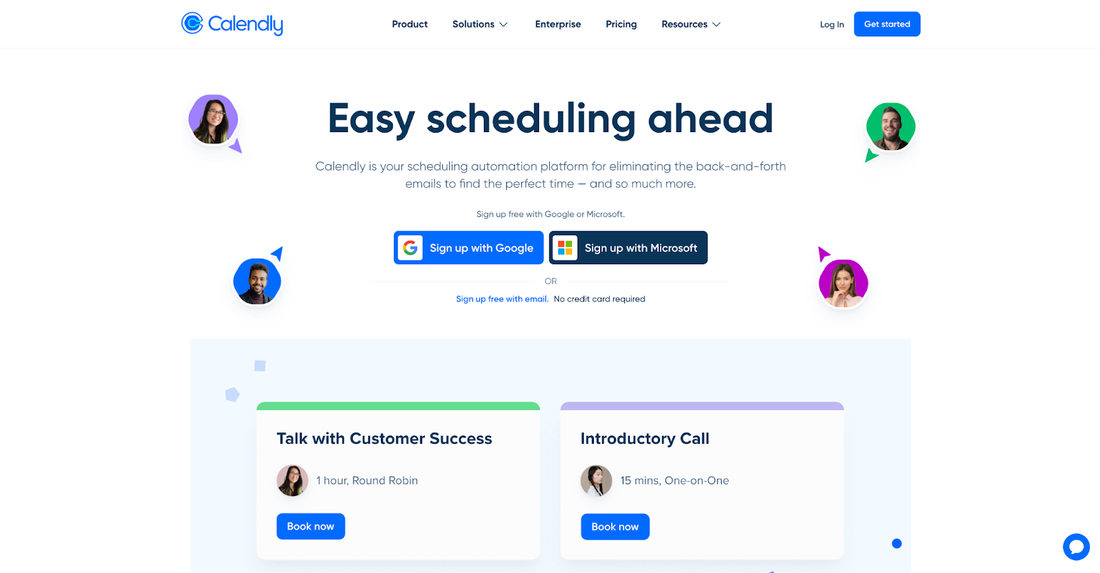 Screenshot of Calendly home page