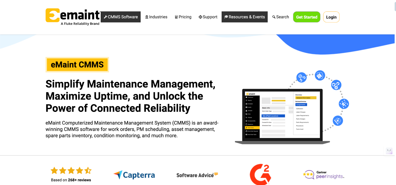 An award-winning maintenance management software for work orders, PM scheduling, spare parts inventory, and condition monitoring.