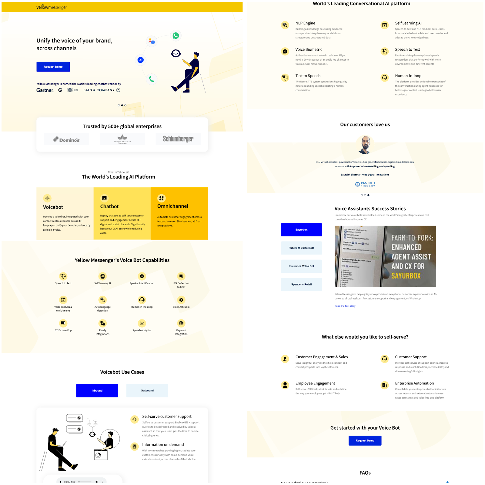 B2B landing pages - yellow messenger