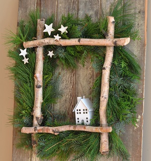 rustic birch christmas wreath 2