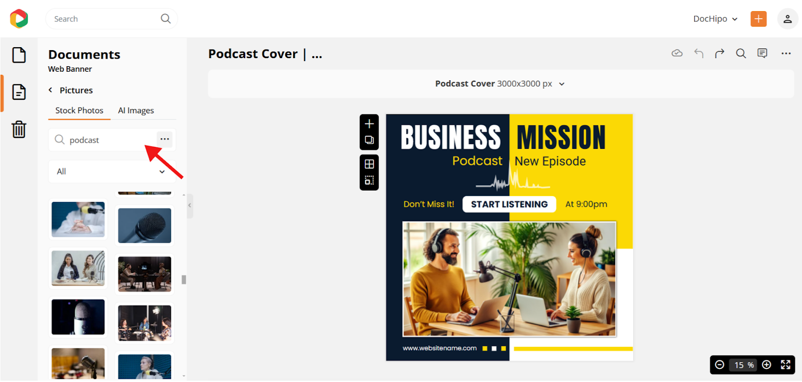 How to make a podcast cover in DocHipo