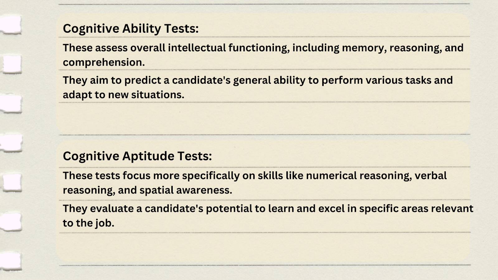 Assessment Methods For Recruitment - Cognitive Test Types