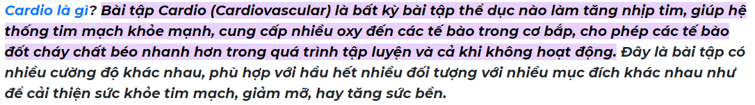 <a href="https://cali.vn/blog/cardio-la-gi#:~:text=B%C3%A0i%20t%E1%BA%ADp%20Cardio%20(Cardiovascular)%20l%C3%A0,c%E1%BA%A3%20khi%20kh%C3%B4ng%20ho%E1%BA%A1t%20%C4%91%E1%BB%99ng.">Cardio là gì? Tác dụng và những lưu ý để tập luyện hiệu quả</a>