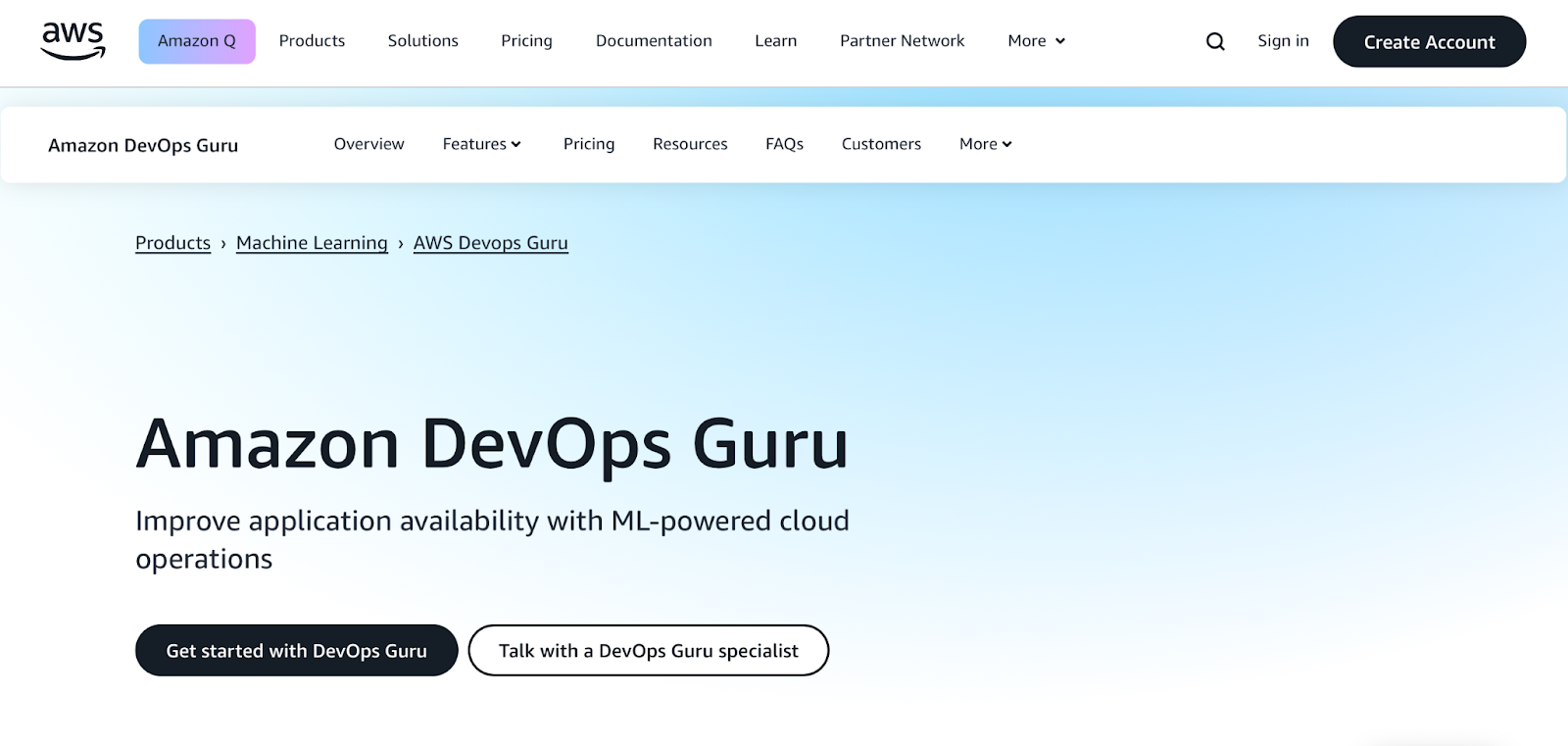 Amazon Monitoring Tools - DevOps Guru