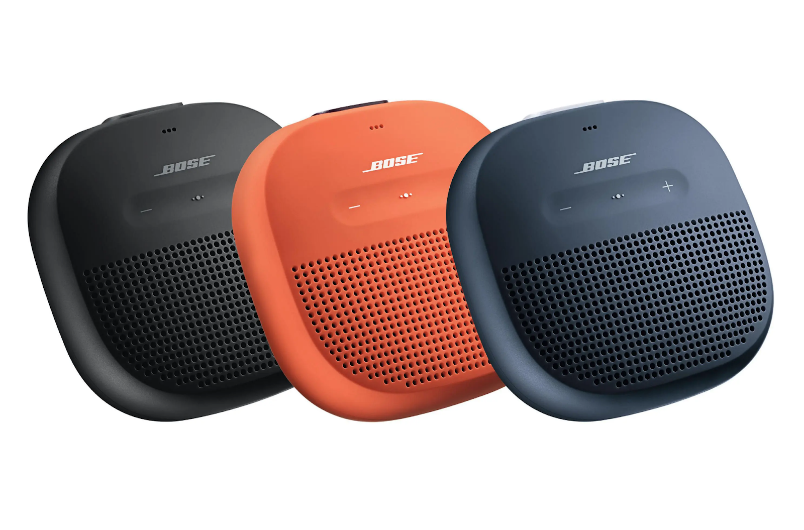 Bose SoundLink Micro in three different colors.