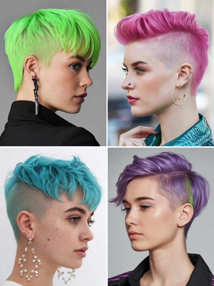 3. Bold Neon Pixie with Shaved Undercut