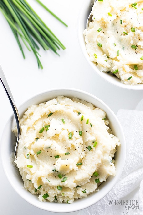 Low carb Keto cauliflower mashed potatoes paleo recipe