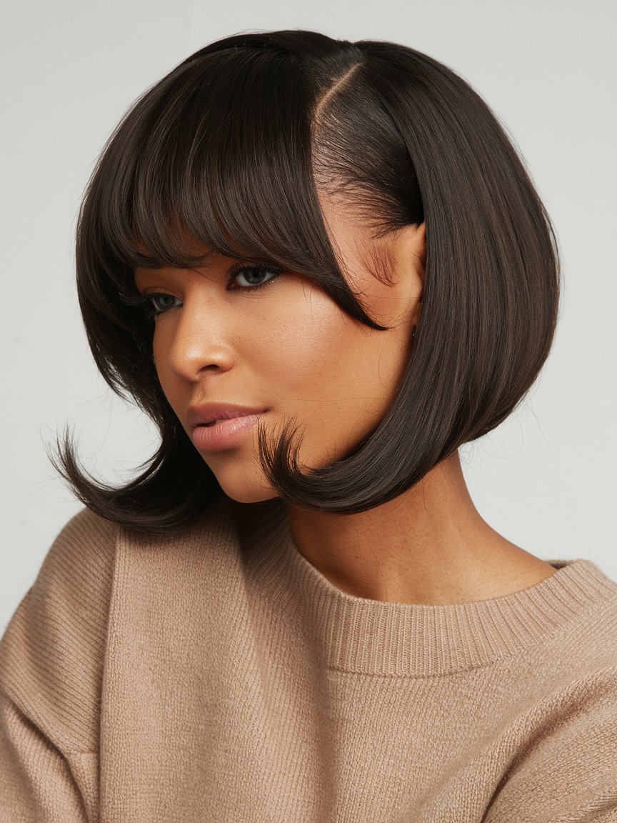 2. Sleek Asymmetrical Bob