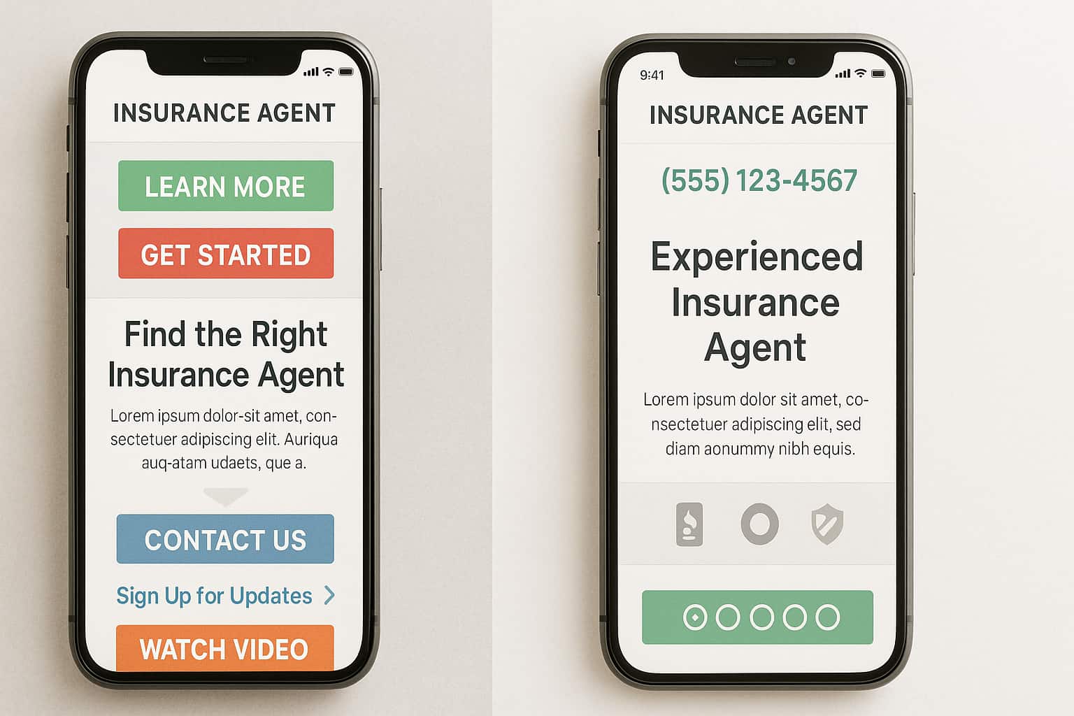 Optimized landing page design for insurance lead generation showing mobile-friendly call-to-action placement.