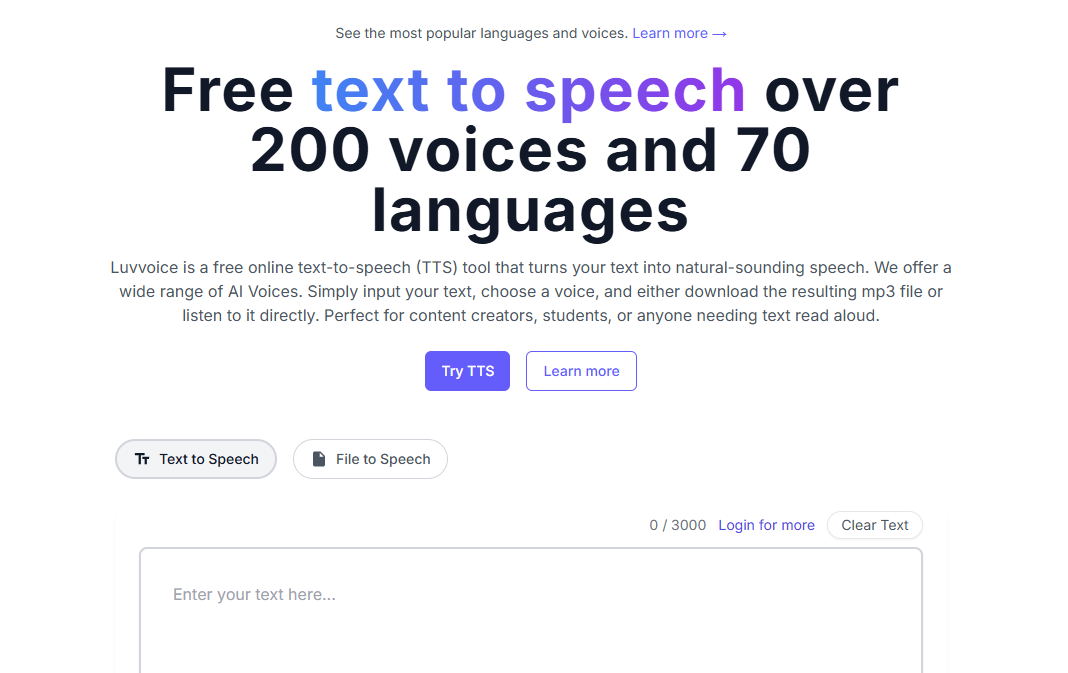 Luvvoice - Free Convert Text to Speech Online, No Word Limit