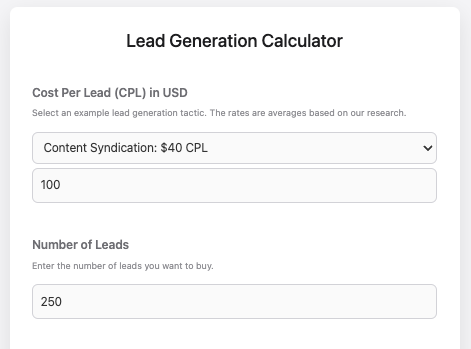 The lead gen calculator 2.0.