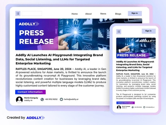 tampilan screencapture press release Addlly AI