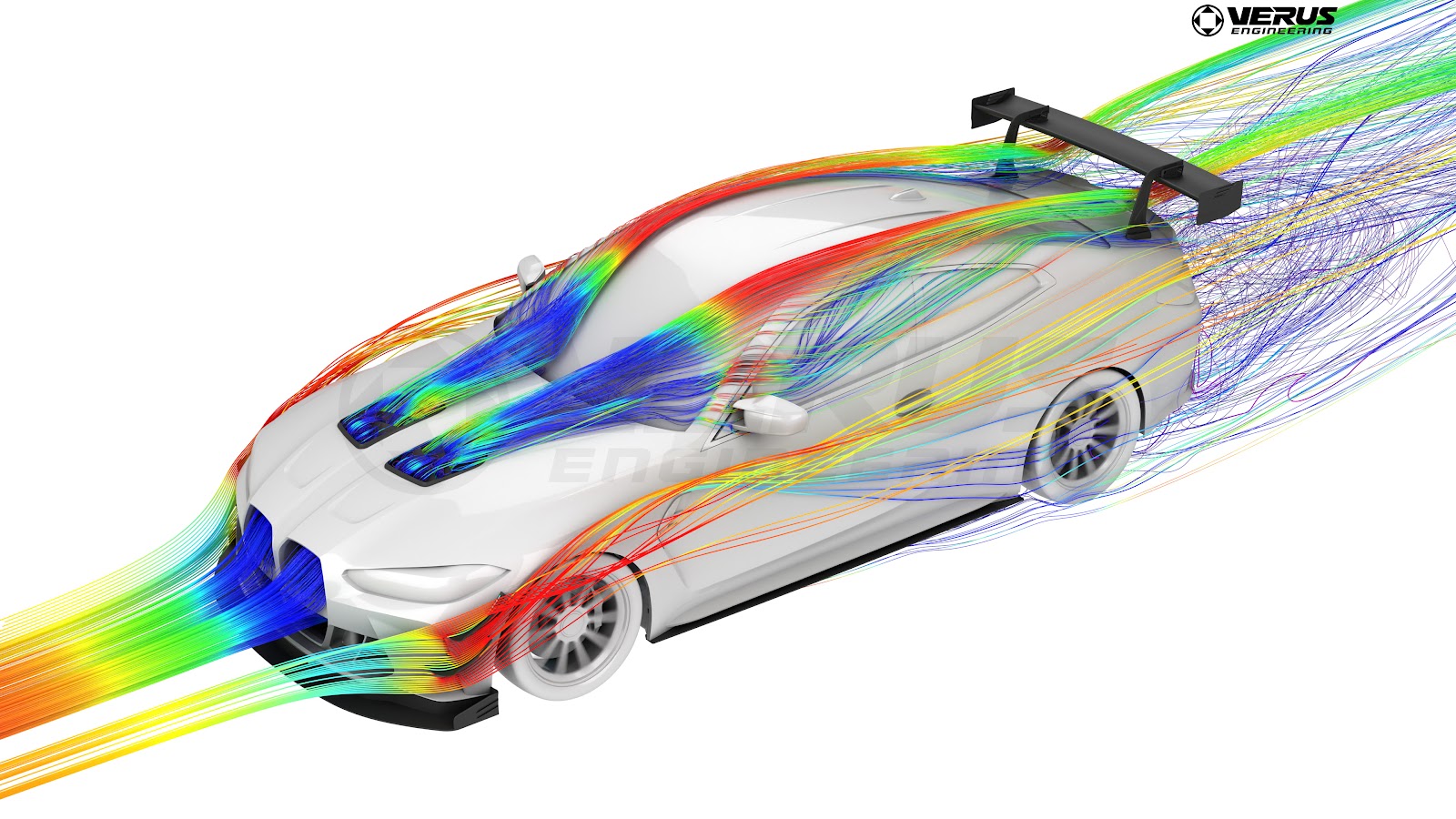 Simulated airflow over a BMW M4 with aftermarket hood louvers