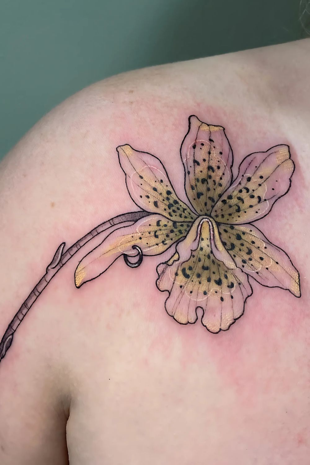 Orchid Front Shoulder Tattoo